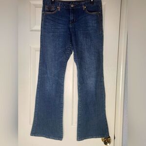 Salt Works Embellished Flap women 8 x 32" Bootcut Dark Blue Med Rise Denim Jeans